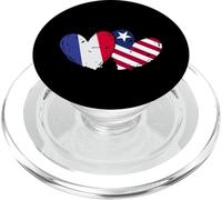 Francia Liberia Amor Corazón Francés Liberiano Doble Bandera PopSockets PopGrip para MagSafe