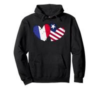Francia Liberia Amor Corazón Francés Liberiano Doble Bandera Sudadera con Capucha