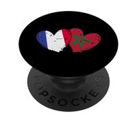 Francia Marruecos Corazones Bandera Francesa Marro PopSockets PopGrip Adhesivo