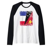 Francia Papúa Nueva Guinea Media Bandera Francés PNG Patrimonio Camiseta Manga Raglan