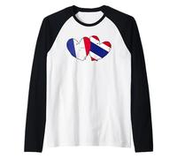 Francia, Tailandia, corazón, Banderas, francés, tailandés, Orgullo del Amor Camiseta Manga Raglan