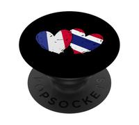 Francia, Tailandia, corazón, Banderas, francés, tailandés, Orgullo del Amor PopSockets PopGrip Adhesivo