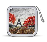 Francia Torre Eiffel y flor divertido soporte para CD 40 capacidad DVD funda protectora organizador bolsa de almacenamiento para coche, casa viaje