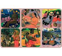 FRANCIA VINTAGE POSAVASOS 6 BAJO VIDRIO PINTURAS BOCK POR EL PINTOR PAUL GAUGUIN