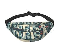 Francia y París Tema Arquitectónicos Monumentos Mapa y Bandera de Francia Fanny Pack para Hombres Mujeres, Riñonera Deportiva Impermeable, Riñonera para Viajes Senderismo Correr
