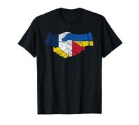 Francia y Ucrania Amistad Handshake Banderas Vintage Camiseta