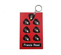 Francis Rossi - Juego de regalo para guitarra, 6 púas, 1 llavero para artista