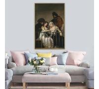 Francisco Goya "Majas en un Balcón", Impresión en lienzo, Pintura al óleo, Impresión, Póster, Imagen, Decoración de pared para el hogar (50 x 70 cm/Sin marco)