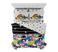Franco Collectibles Sanrio Hello Kitty & Friends Bedding - Juego de edredón y sábanas súper Suaves de 7 Piezas con Funda, tamaño Queen, (Producto 100% Oficial)