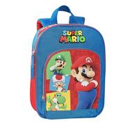 Super Mario - Mochila para niño y niña oficial Super Mario, ideal para guardería y tiempo libre, con correas acolchadas, parte trasera y fondo termoformados, con prácticos cierres de cremallera, 23 x