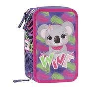 Franco Cosimo Panini WWF - Estuche Escolar Oficial WWF, Estuche con 3 Compartimentos para niño y niña con Juego de papelería, bolígrafo borrable Azul y práctico Cierre de Cremallera, 20 x 13 x 7 cm,