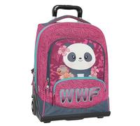 Franco Cosimo Panini WWF - Mochila escolar con ruedas oficiales WWF, asa ajustable, correas acolchadas y ajustables, ruedas Ø 90 mm reemplazables, fondo preformado impermeable, 36 x 47 x 23 cm,