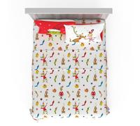 Franco - Juego de sábanas de fiestas y Navidad del Grinch del Dr. Seuss, hechas de microfibra supersuave, tamaño Queen, 4 piezas, producto con licencia oficial