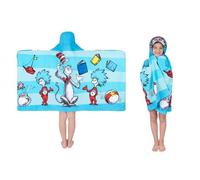 Franco Kids Bath and Beach Soft Cotton Terry Hooded Towel Wrap, 24 in x 50 in, Dr Seuss Cat in The Hat