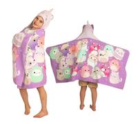 Franco Squishmallows - Toalla de Rizo de algodón Suave con Capucha para niños, 24 x 50 Pulgadas (Producto Oficial)