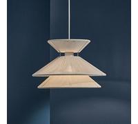 FRANDSEN Lámpara colgante Kiku blanca, Ø 35,5 cm, metal/lino True