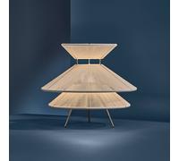 FRANDSEN Lámpara de mesa Kiku, blanca, altura 30 cm, metal/lino