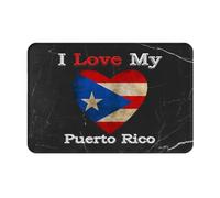 Franela Alfombras Amo Mi Bandera del Corazón De Puerto Rico Suave Estera Interior Muy Suave Alfombra Exterior para Puerta para Cocina Comedor Hogares 60X40Cm