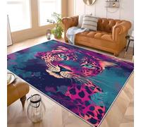 Franela Alfombras de Habitacion Antideslizantes 120x180 cm CláSico Estampado de Guepardo Y Leopardo Tapete Suave que No se Desprende, PúRpura Alfombras Para Interiores Para Sala, Dormitorio, Comedor