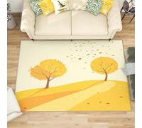 Franela Alfombras de Habitacion Antideslizantes 120x180 cm PatróN de Dibujos Animados de Colinas y áRboles Tapete Suave que No se Desprende, Amarillo Alfombras Para Interiores Para Sala, Dormitorio