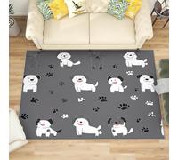 Franela Alfombras de Habitacion Antideslizantes 140x200 cm ImpresióN de Perro de Dibujos Animados Tapete Suave que No se Desprende, Gris Alfombras Para Interiores Para Sala, Dormitorio, Comedor