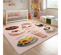 Franela Alfombras de Habitacion Antideslizantes 180x240 cm Rosa Claro Tapete Suave que No se Desprende, Ilustraciones Con TemáTica GastronóMica Alfombras Para Interiores Para Sala, Dormitorio, Comedor