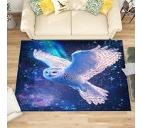 Franela Alfombras de Habitacion Antideslizantes 60x90 cm PatróN de BúHo Nival Animal Tapete Suave que No se Desprende, Cielo Estrellado Azul Alfombras Para Interiores Para Sala, Dormitorio, Comedor