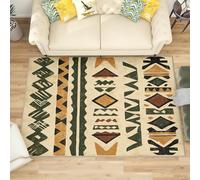 Franela Alfombras de Habitacion Antideslizantes 80x150 cm Amarillo Claro Tapete Suave que No se Desprende, ImpresióN de SíMbolos Tribales Africanos Alfombras Para Interiores Para Sala, Dormitorio