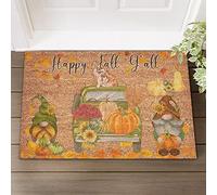 Franela Alfombras Feliz Otoño para Todos Ustedes Decorativa Alfombra Exterior para Puerta Antideslizante Bienvenida Alfombra para Cocina Oficina Jardín 60X40Cm