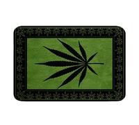 Franela Alfombras Hojas De Marihuana Peludas Impermeable Alfombra Exterior para Puerta Súper Absorción De Agua Bienvenida Alfombra para Dormitorio Comedor Cocina 60X40Cm