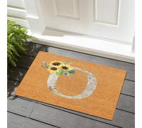 Franela Alfombras Monograma De La Letra O Inicial del Girasol Decorativa Alfombra Exterior para Puerta Personalizada Alfombras para Pasillo Salón Oficina 60X40Cm