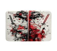 Franela Alfombras Mujeres Japonesas Sexys con Espada De Zorro Samurái Lavable En Lavadora Bienvenida Alfombra Muy Suave Alfombra Exterior para Puerta para Pasillo Cocina Oficina 60X40Cm