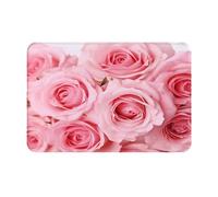 Franela Alfombras Rosas Frescas Rosadas Antideslizante Alfombra Exterior para Puerta Esponjosa Bienvenida Alfombra para Jardín Salón Oficina 60X40Cm