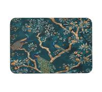 Franela Carpets Tigre Verde Esmeralda Y Pavo Real Animal De La Selva Tigre Animal De La Selva Hojas Tropicales Decorativa Alfombras Suave Alfombras Puerta Entrada para Dormitorio Oficina Comedor