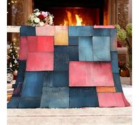 Franela Manta XL 150x200cm Moderno CúBico GeoméTrico Texturizado Mantas Polar Manta Gruesa Sofá Suave Caliente Transpirable Azul para Cama Sofá Sillón y Viaje Uso Diario Decoración del hogar