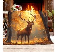 Franela Manta XXL 180x200cm De EnsueñO Bosque Animales Ciervo Mantas Polar Manta Gruesa Sofá Suave Caliente Estilo De Pintura Al óLeo para Cama Sofá Sillón y Viaje Uso Diario Decoración Del hogar