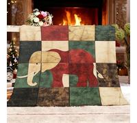 Franela Manta XXL 180x220cm Victoria áFrica Elefante Mantas Polar Manta Gruesa Sofá Suave Caliente Transpirable Patrones GeoméTricos para Cama Sofá Sillón y Viaje Uso Diario Decoración del hogar