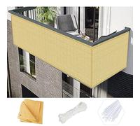 Frangivisto Balcony80 x 550 cm - Red de valla personalizada para exteriores con ojales y corbata para terraza, terraza, color crema, protección resistente a los rayos UV