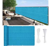 Frangivisto per Balcone 125x950 cm - Protección contra el viento, anti-UV para balcón, terraza y piscina, lazos de fácil instalación, color azul cielo