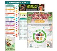 Franimo Tabla de lista de alimentos para diabetes, folleto imprimible de guía de comidas saludables para diabetes, planificador de comidas para diabéticos tipo 1 con tamaño de porción, índice