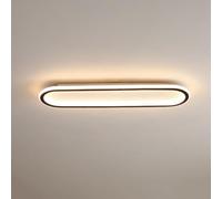 Franja Larga Led Luz De Techo Modernas Ultra Delgadas Lineales Lámparas De Techo Soporte Simple Descarga Lámparas De Araña Dormitorio Sala De Estar Pasillo(60cm, 52W,Black, Cool White)