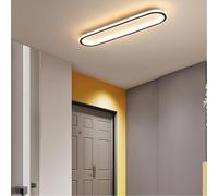 Franja Larga Led Luz De Techo Modernas Ultra Delgadas Lineales Lámparas De Techo Soporte Simple Descarga Lámparas De Araña Dormitorio Sala De Estar Pasillo(60cm, 52W,Black, Stepless Dimming)