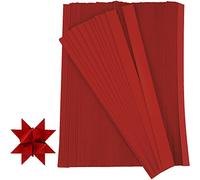 Franjas de papel estrella, ancho: 15 mm, D: 6,5 mm, rojo, 500 piezas, L: 45 cm