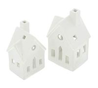 Frank Flechtwaren Juego de 2 portavelas de mesa de metal blanco para decoración del hogar
