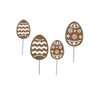 FRANK FLECHTWAREN Juego de 4 pendientes para flores de huevo de Pascua, metal, acabado oxidado, dimensiones: altura 18 cm, 21 cm