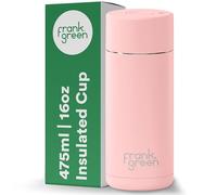 frank green Taza de viaje aislada para bebidas frías o calientes, taza de café reutilizable de 475 ml con tapa de botón, forro de cerámica, aspiradora de triple pared, rosa rubor frank green