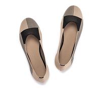 Frank Mully Bailarinas para mujer Slip On de punto zapatos de vestir zapatos de tacón punta redonda, caqui, 42.5 EU