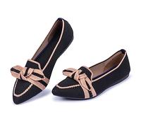 Frank Mully Mocasines para mujer, informales, de tejido de punto, lavable, con punta puntiaguda, zapatos cómodos en estilo de ballet para, 1 negro, 39.5 EU