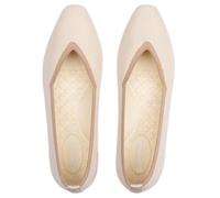 Frank Mully Zapatos de punto para mujer con punta cuadrada, transpirables, ligeros y con soporte de arco para todo el día, Blanco-marrón, 39.5 EU
