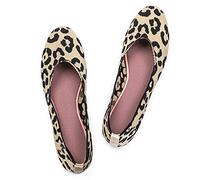Frank Mully Zapatos planos de ballet para mujer, sin cordones, de punto, de vestir, con puntera redonda, 1 Leopardy, 39 EU